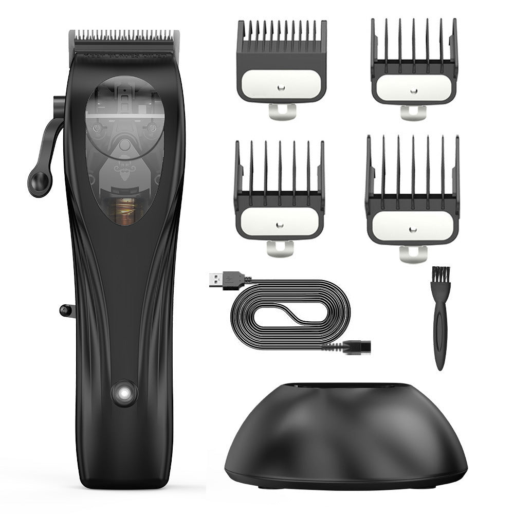 NNEDSZ WL-1670 Black Professional Hair Clipper Set with Adjustable Guards - USB Rechargeable Trimmer with Charging Dock