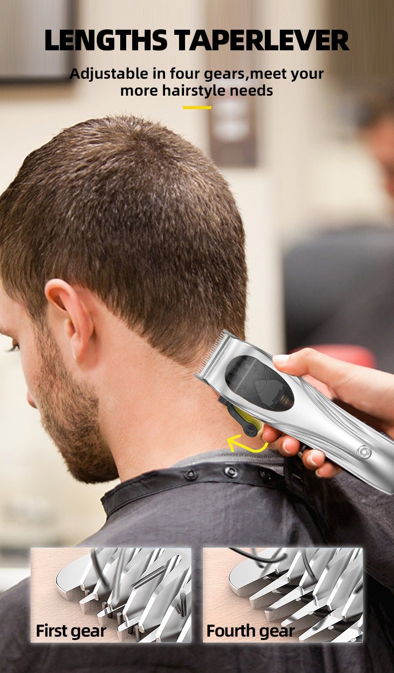 NNEDSZ WL-1670 Black Professional Hair Clipper Set with Adjustable Guards - USB Rechargeable Trimmer with Charging Dock